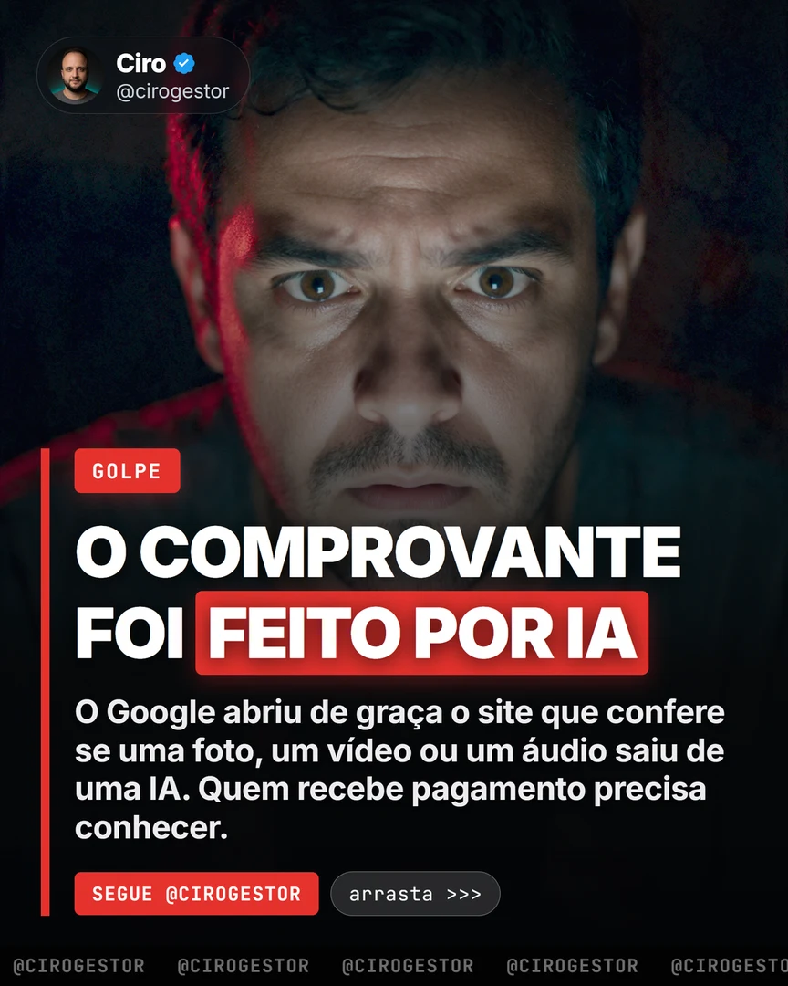 O comprovante foi feito por IA: o cartaz de uma página pra deixar no caixa