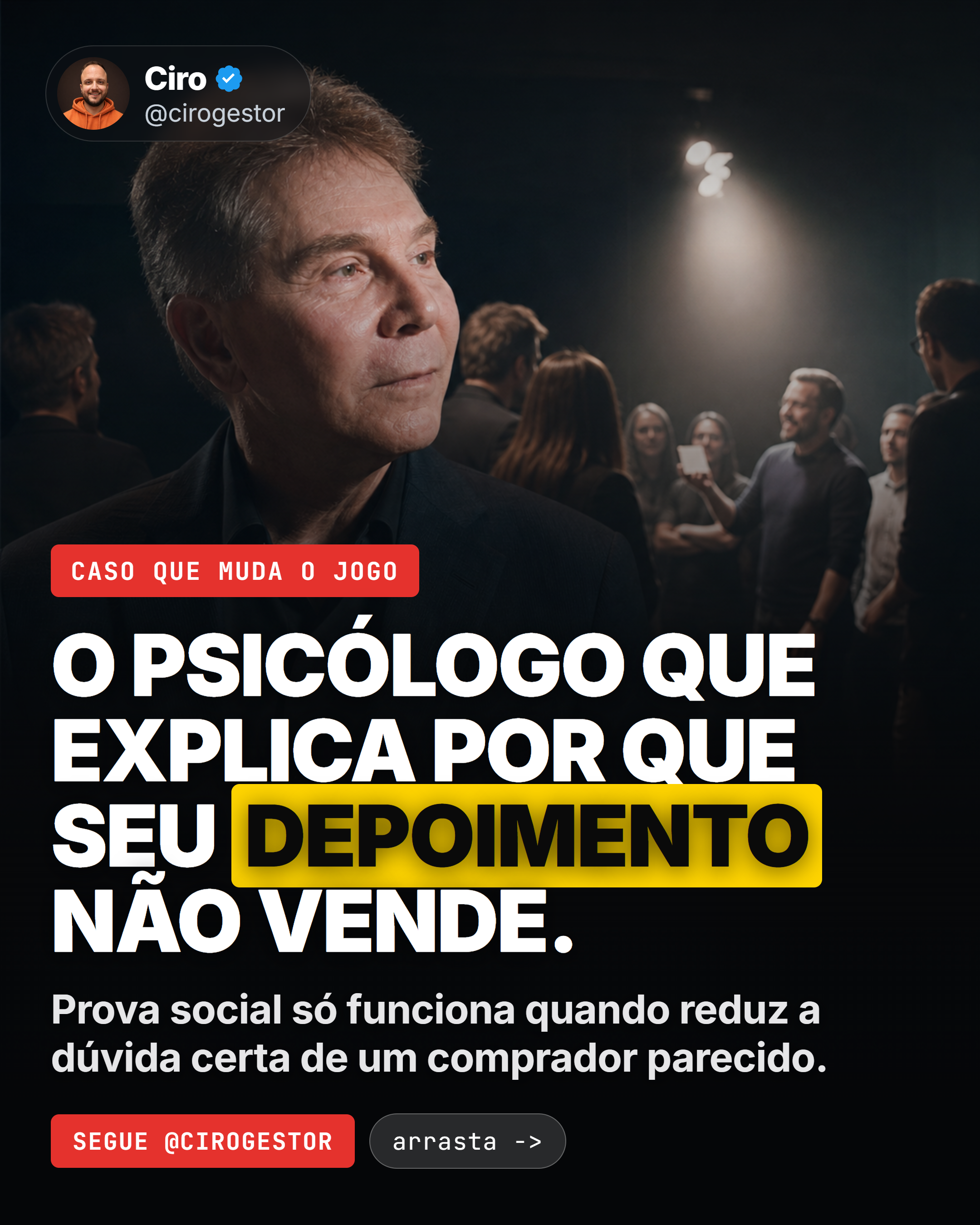 Faça o leitor terminar seu carrossel mostrando a distância entre agora e depois