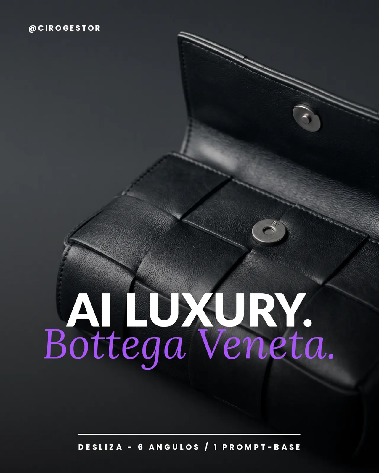Foto editorial da Bottega Veneta Cassette em 6 angulos (Nano Banana 2)