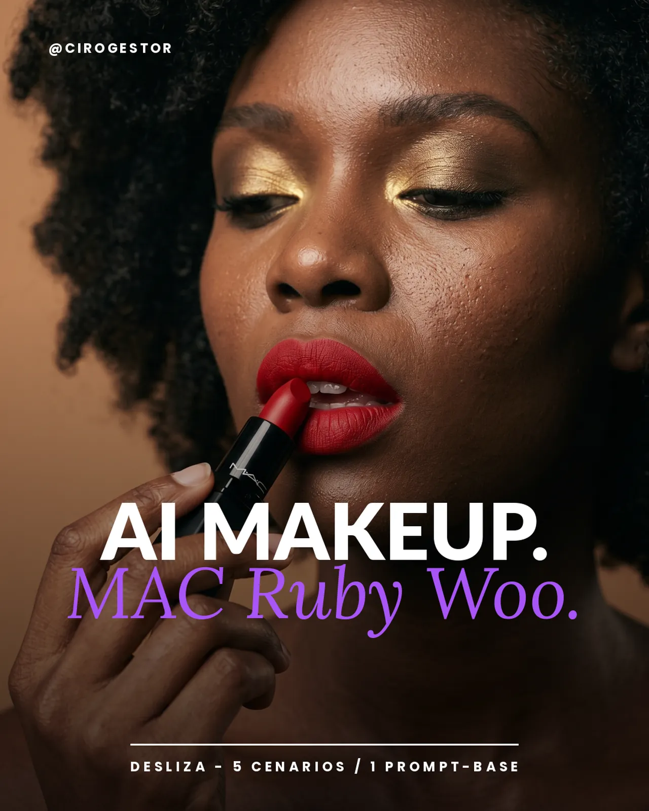 Foto editorial do MAC Ruby Woo estilo Fenty Beauty (Nano Banana 2)