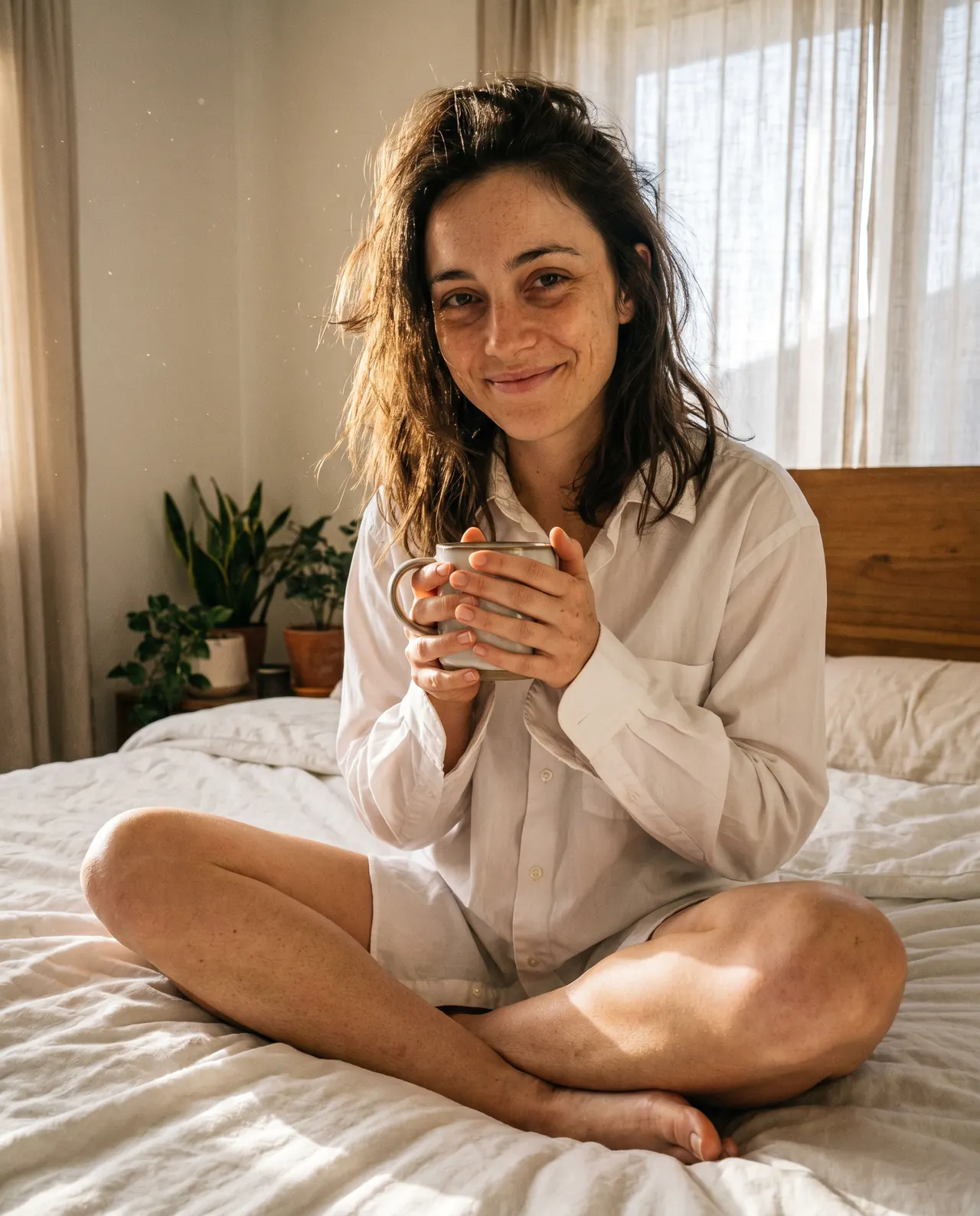Influencer de IA: boyfriend POV de manhã (pele real)