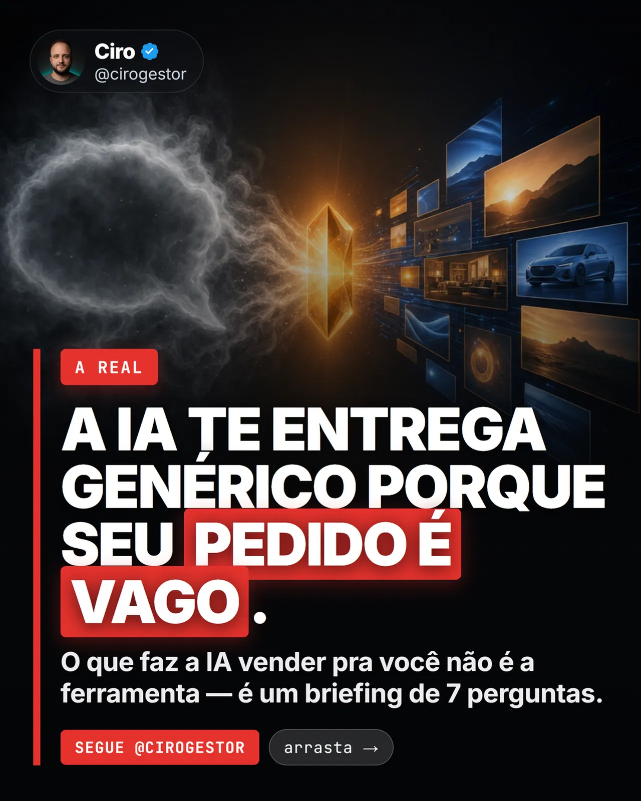 O briefing de 7 perguntas que faz a IA vender (não a ferramenta)